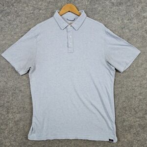 Faherty Men's Heathered‎ Blue Polo Shirt Size L Cotton Blend Preppy Soft STAINS